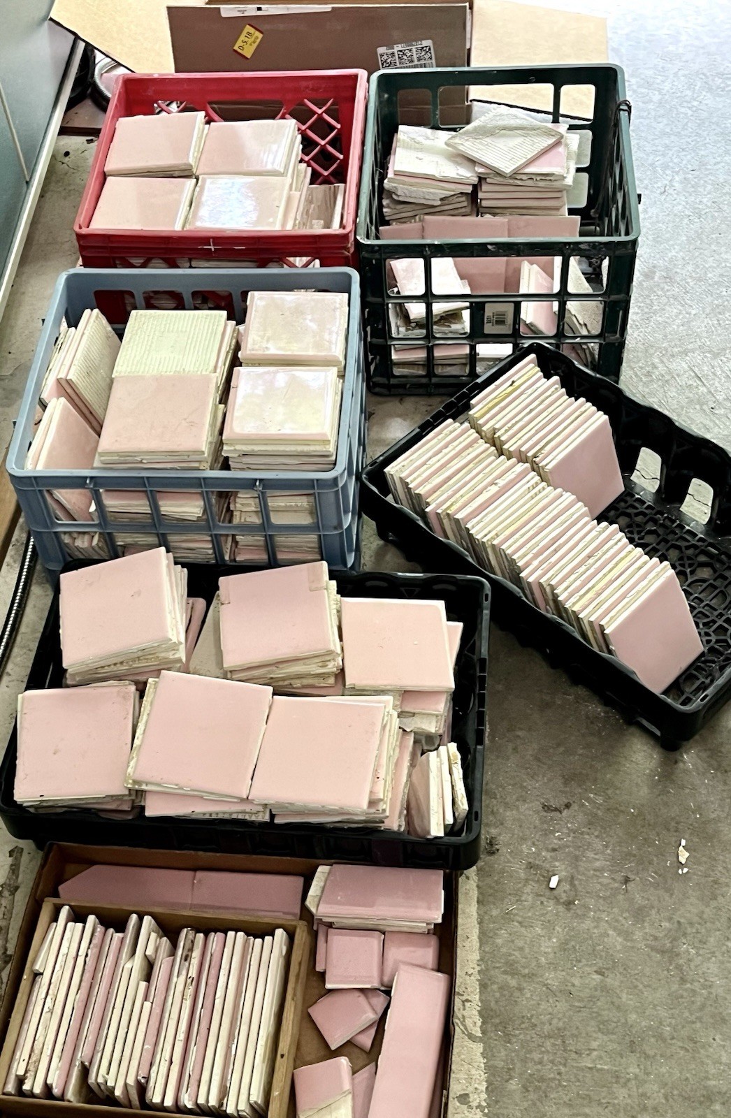 Vtg Lot 100’s-PINK Mosaic Tile USA Company-4 3/8″ Square Ceramic-Reclaimed-Ohio