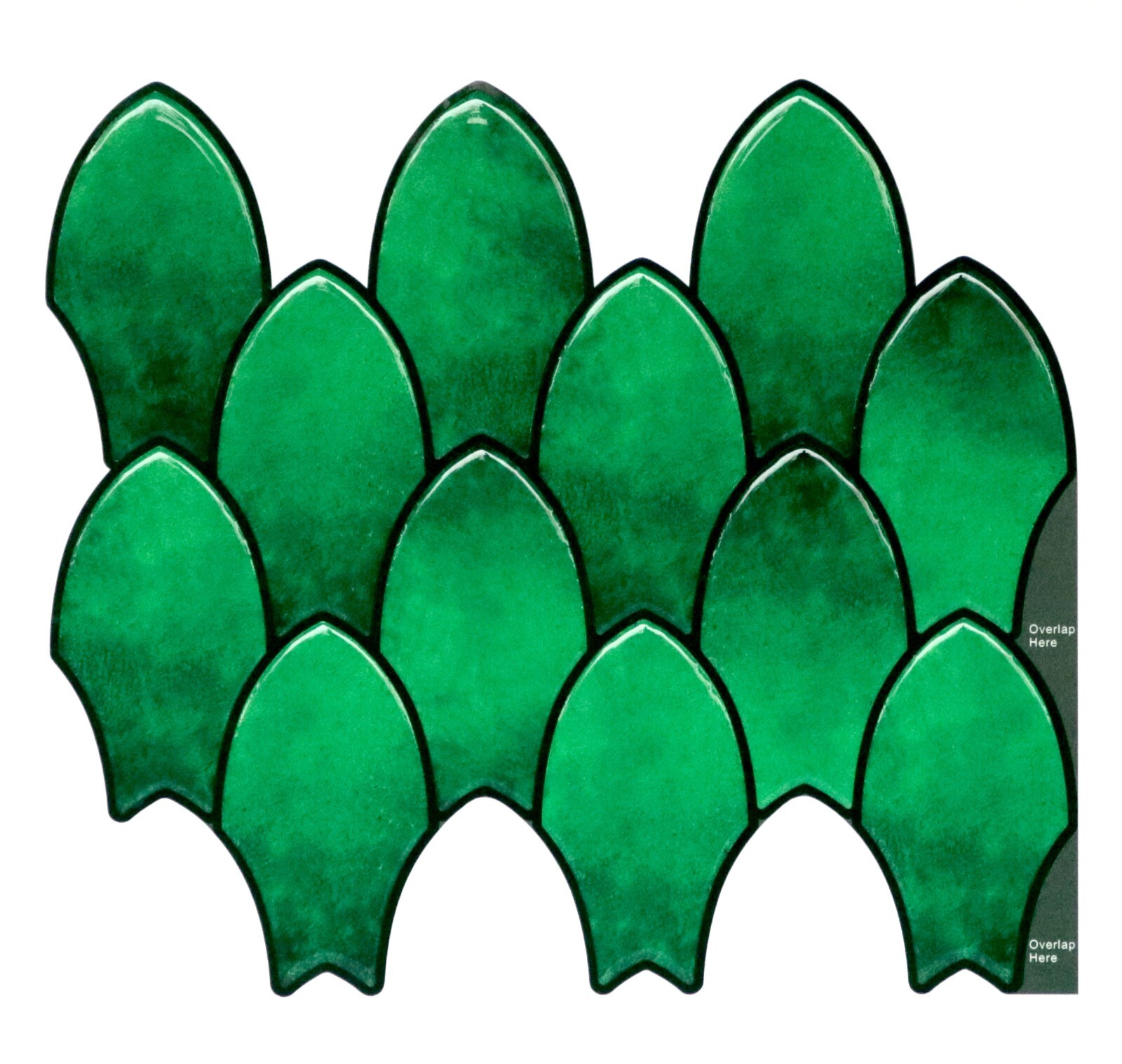 Mosaicowall Green Long Fish Scale peel and Stick Wall Tile For Kitchen-Style 60