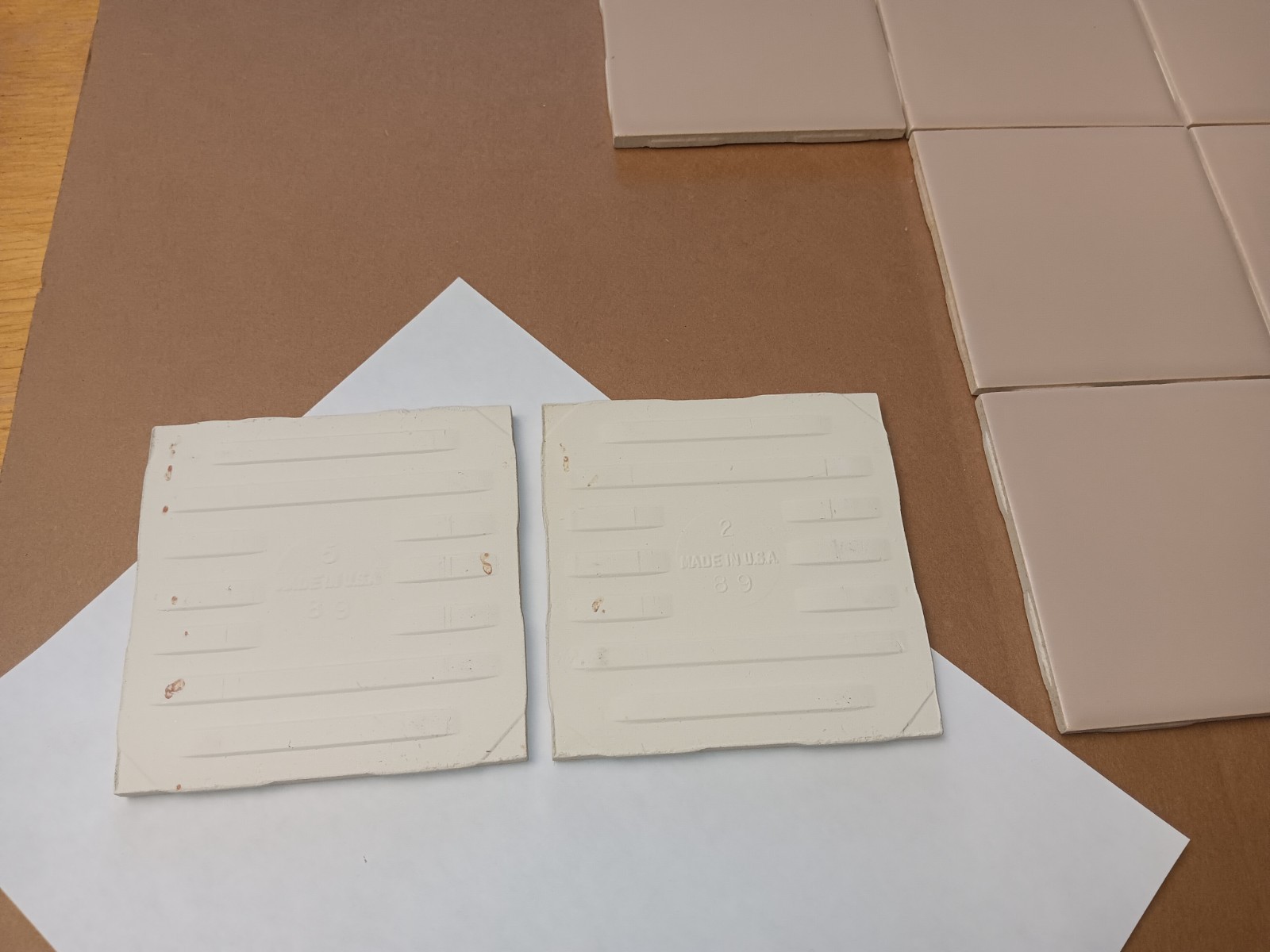 FAWN BEIGE Lot x 12 pcs. ROBERTSON Ceramic Tile Vintage MCM New Old Stock +MORE!