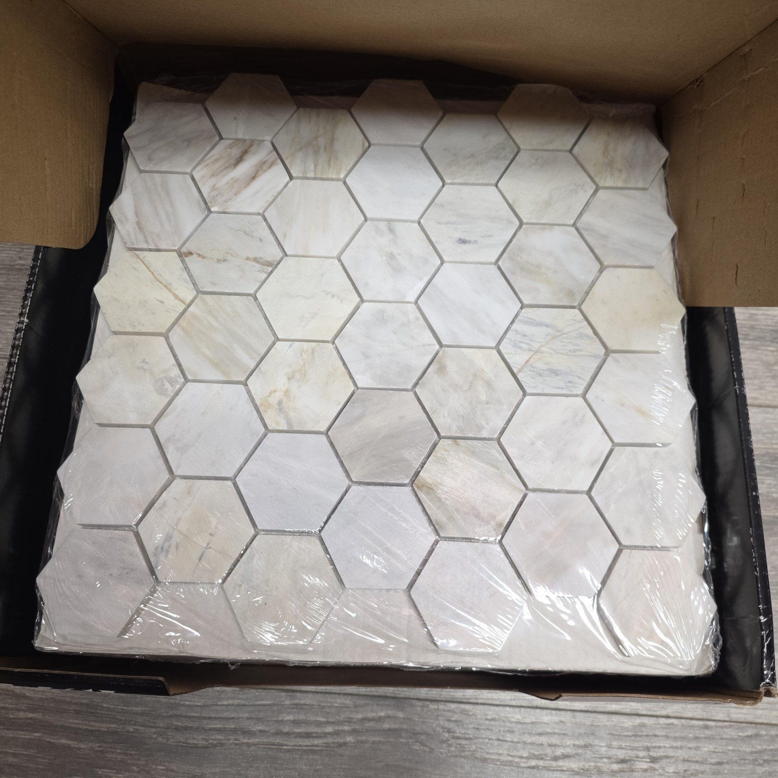 Angora 2″ Hexagon Honed Mosaic Marble Floor Wall Tiles, 12×11.75in, 10 Pcs Case
