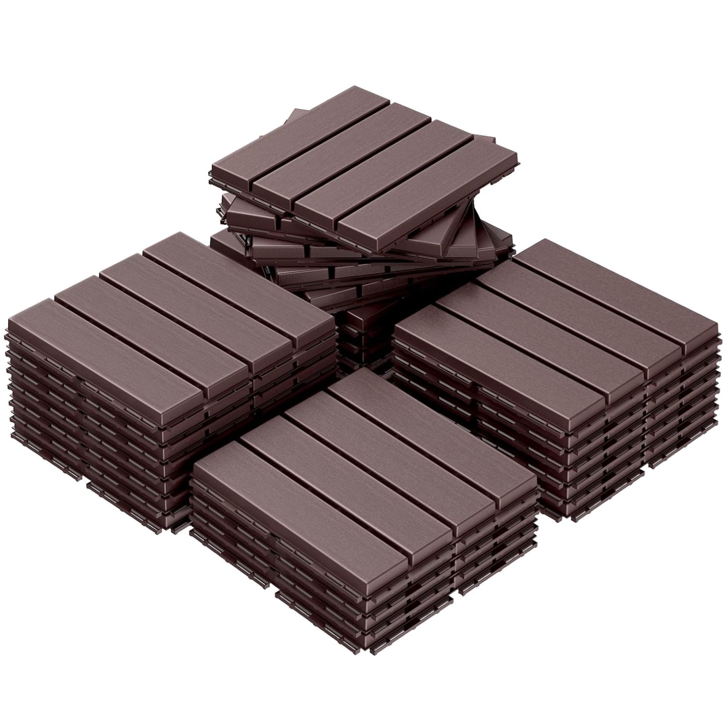 Waterproof Outdoor Decking Tiles, Dark Brown