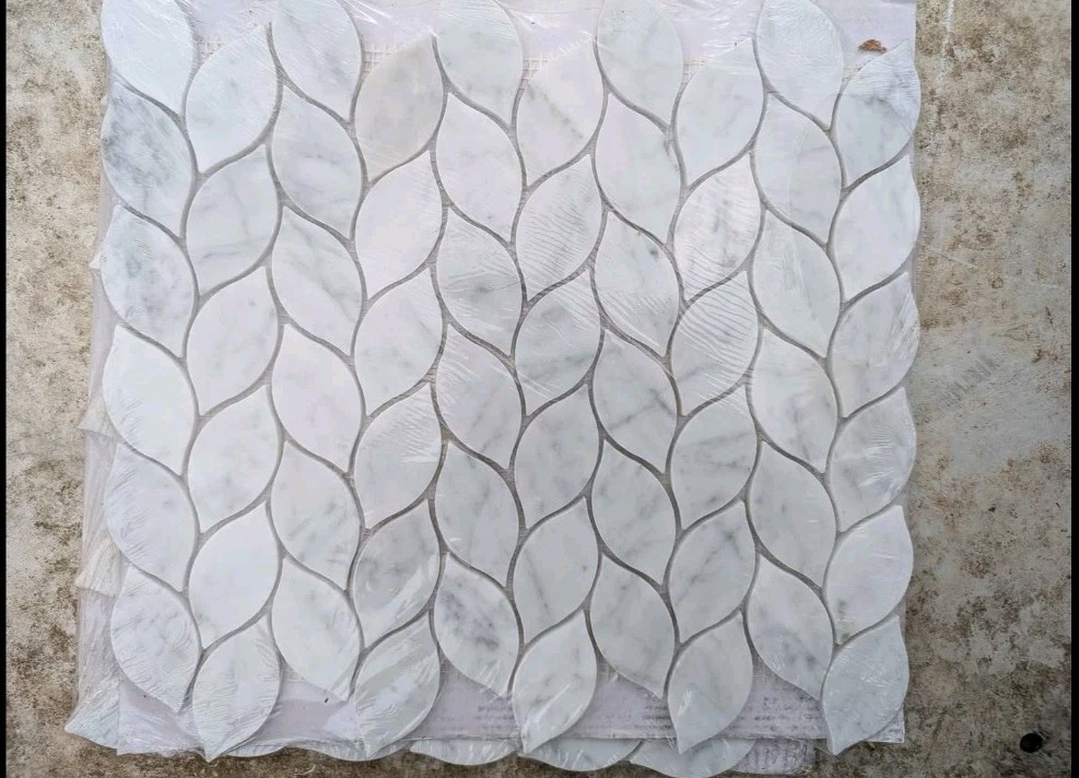 Carrara White Blanco 12 in. x 13 in. Honed Marble Mesh Mounted Mosaic Floor 8pc
