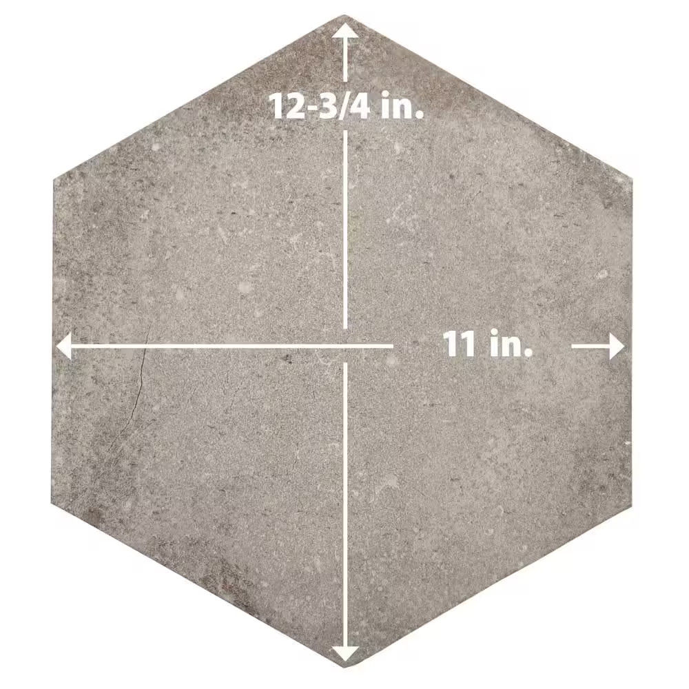 D’Anticatto Hex Grigio 11 In. X 12-3/4 In. Porcelain Floor and Wall Tile (11.25