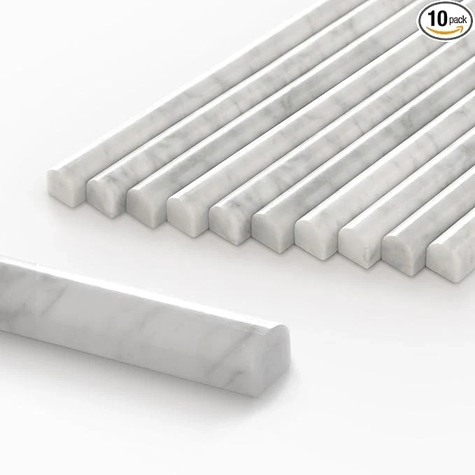 16-Pack Carrara White Marble Pencil Liner Tile Trim, 3/4”x12 Honed Natural Ston