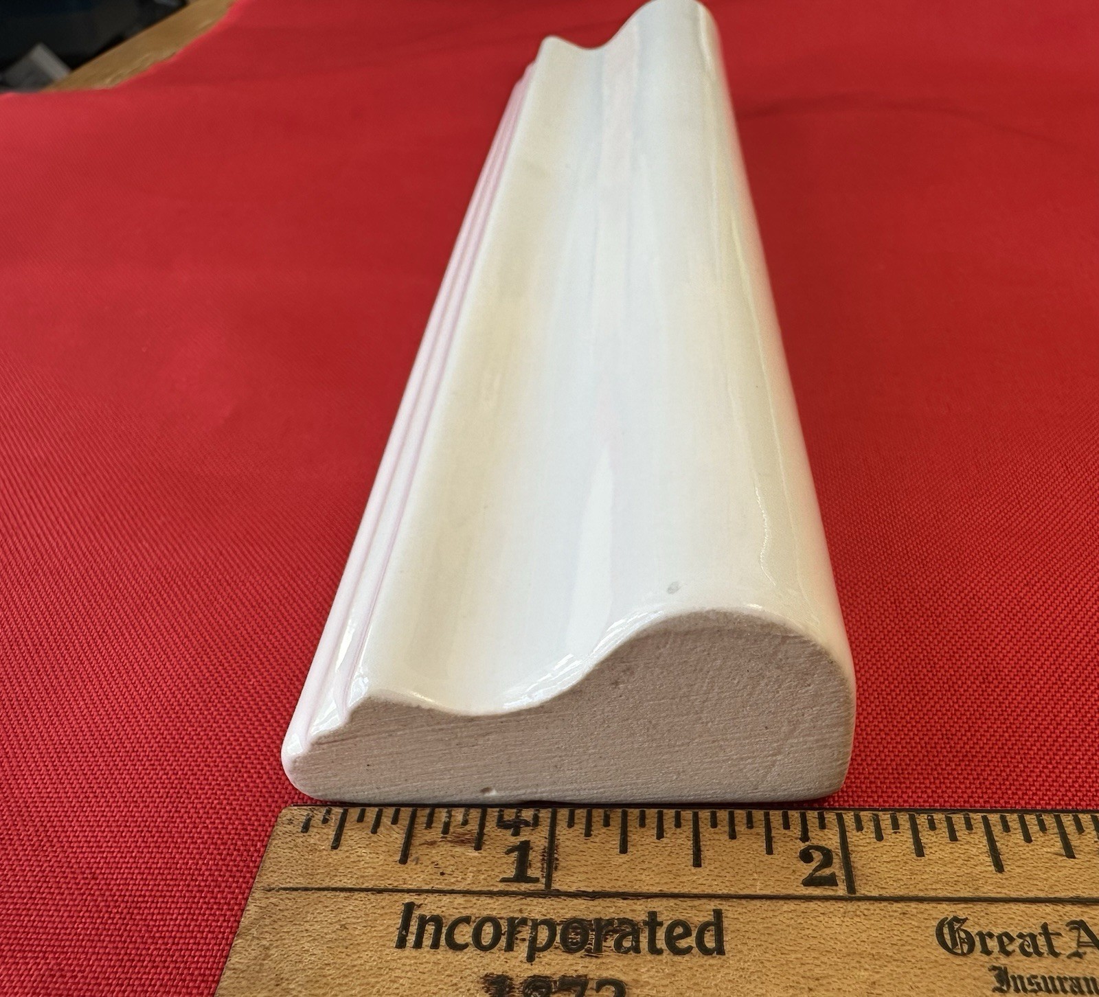 1 pc. Gloss White: Ceramic / Porcelain Chair Rail Tile: 2″ X 8-1/16″ Reclaimed