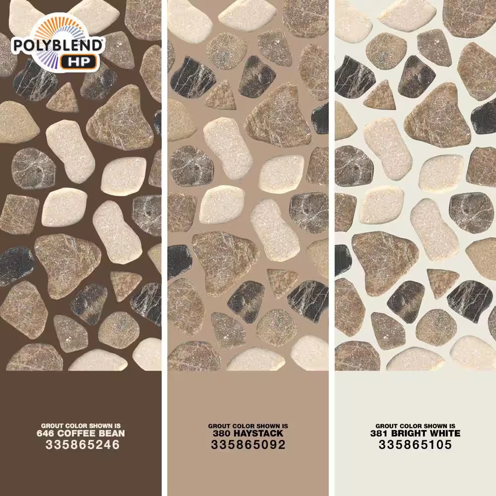 Mix Marble Pebbles 12 In. X 12 In. X 0.38 In. Tumbled Marble Mesh-Mounted Mosaic