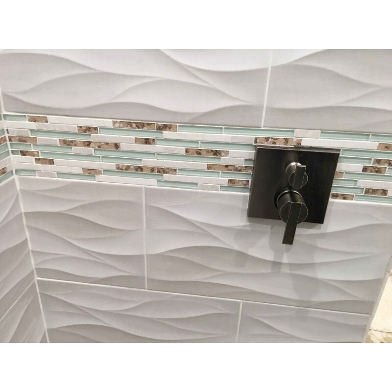 Glass Stone Mosaic Linear Wall Tile Beach Style House Coastal Backsplash
