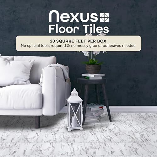 20 Bianco Marble Peel and Stick Vinyl Floor Tiles DIY Home Renovation