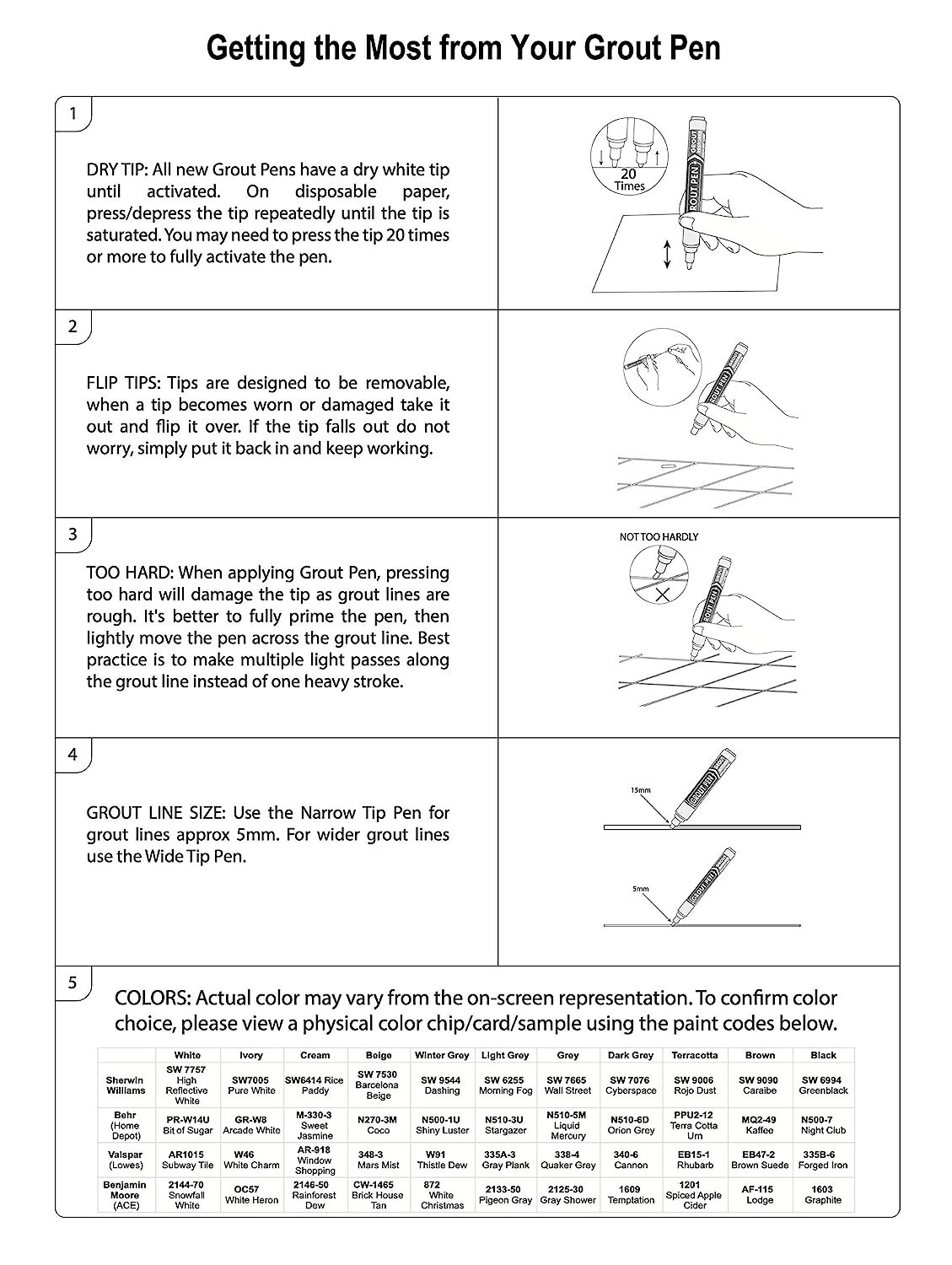 Waterproof Grout Pen – White Tile Paint Marker – Wide Tip – Multi-purpose