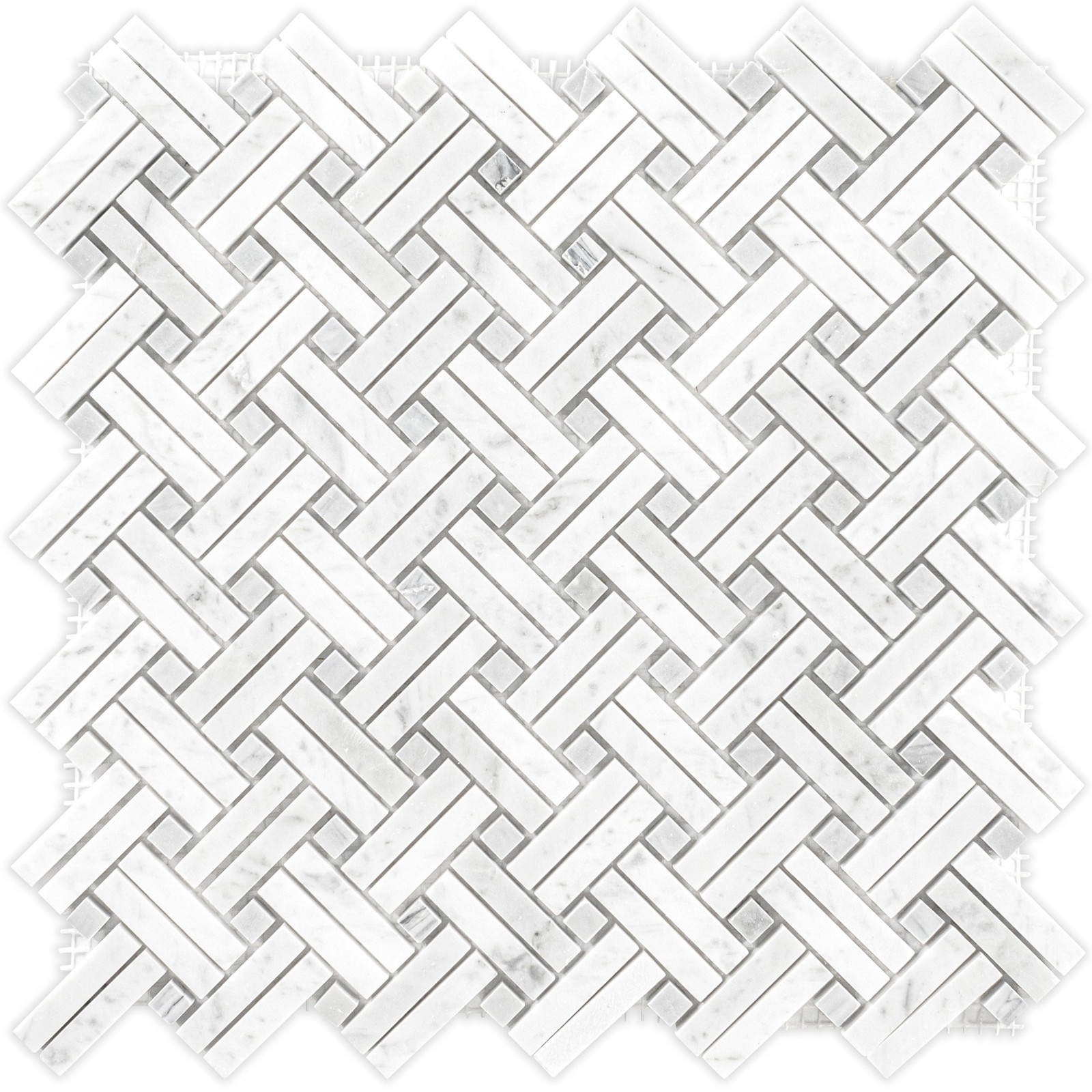Ackland AKM-S-12X12WVP-CA 12″ x 12″ Marble Basketweave Wall – White
