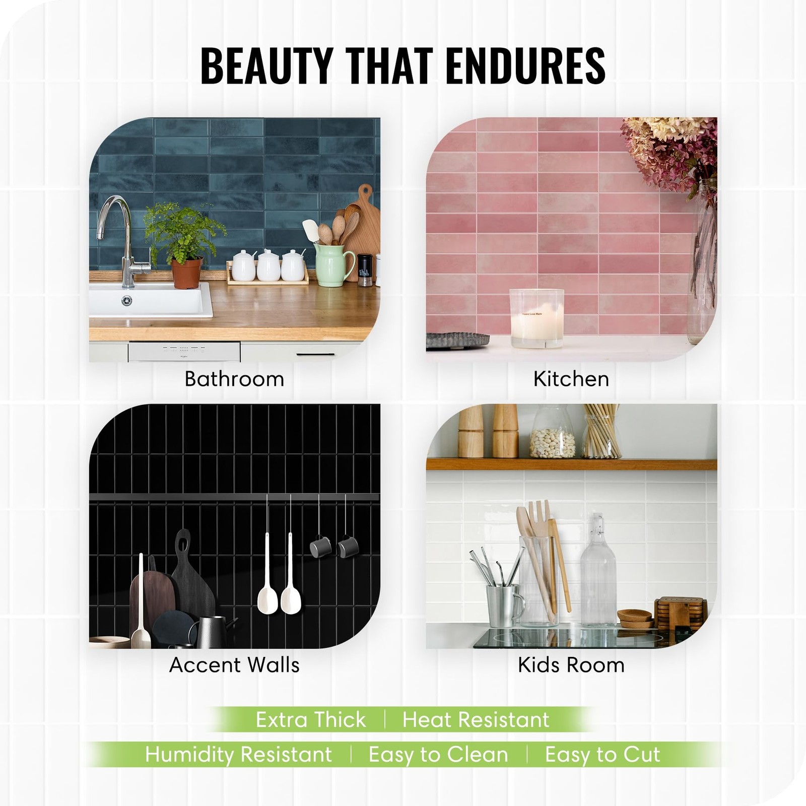5 Pack Peel and Stick Backsplash Subway Tiles, Extra Thick 3D Wall Panels, He…