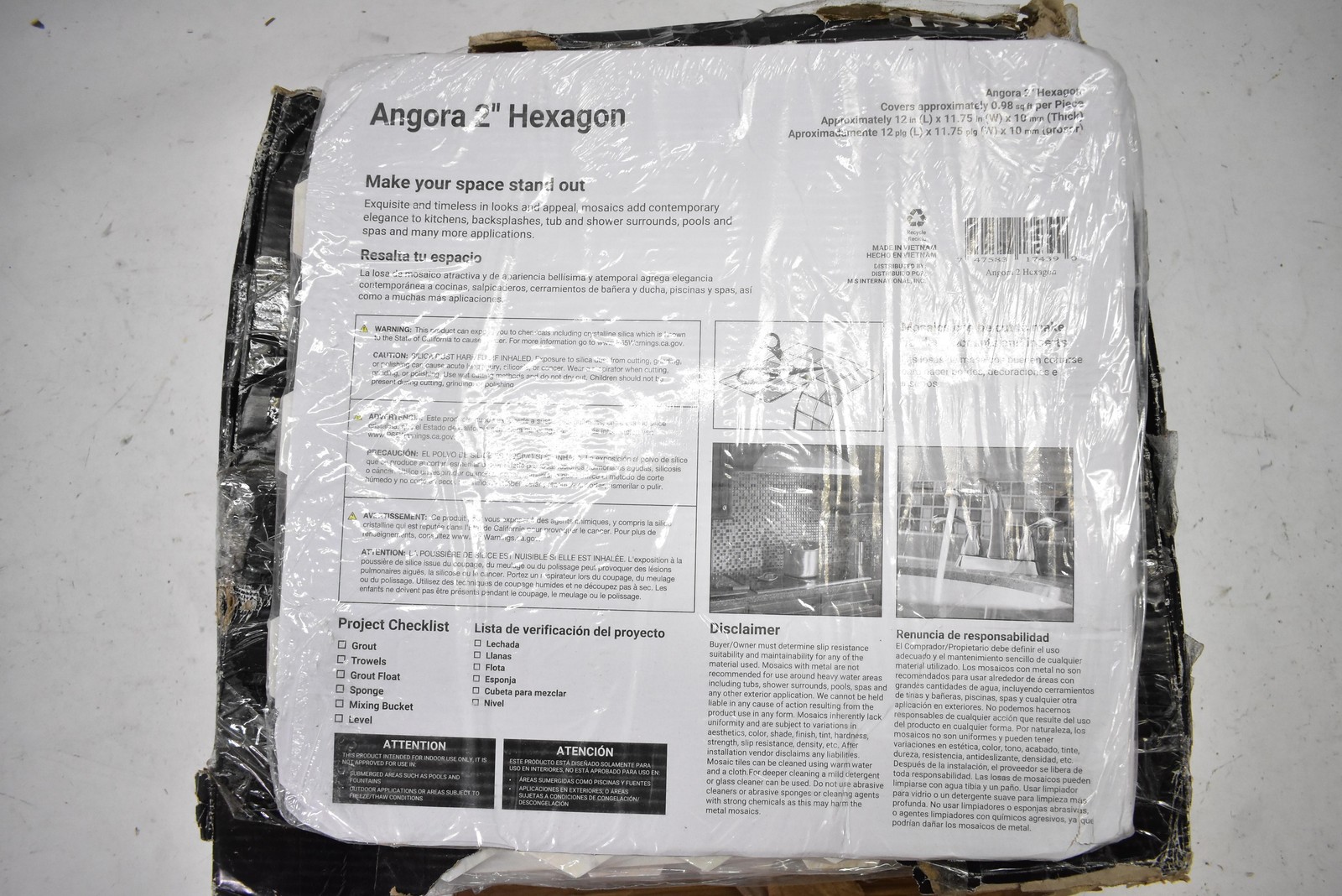 MSI Angora 2″ Hexagon Marble Mosaic Tile Sheets Pack of 10 12×12 Backsplash