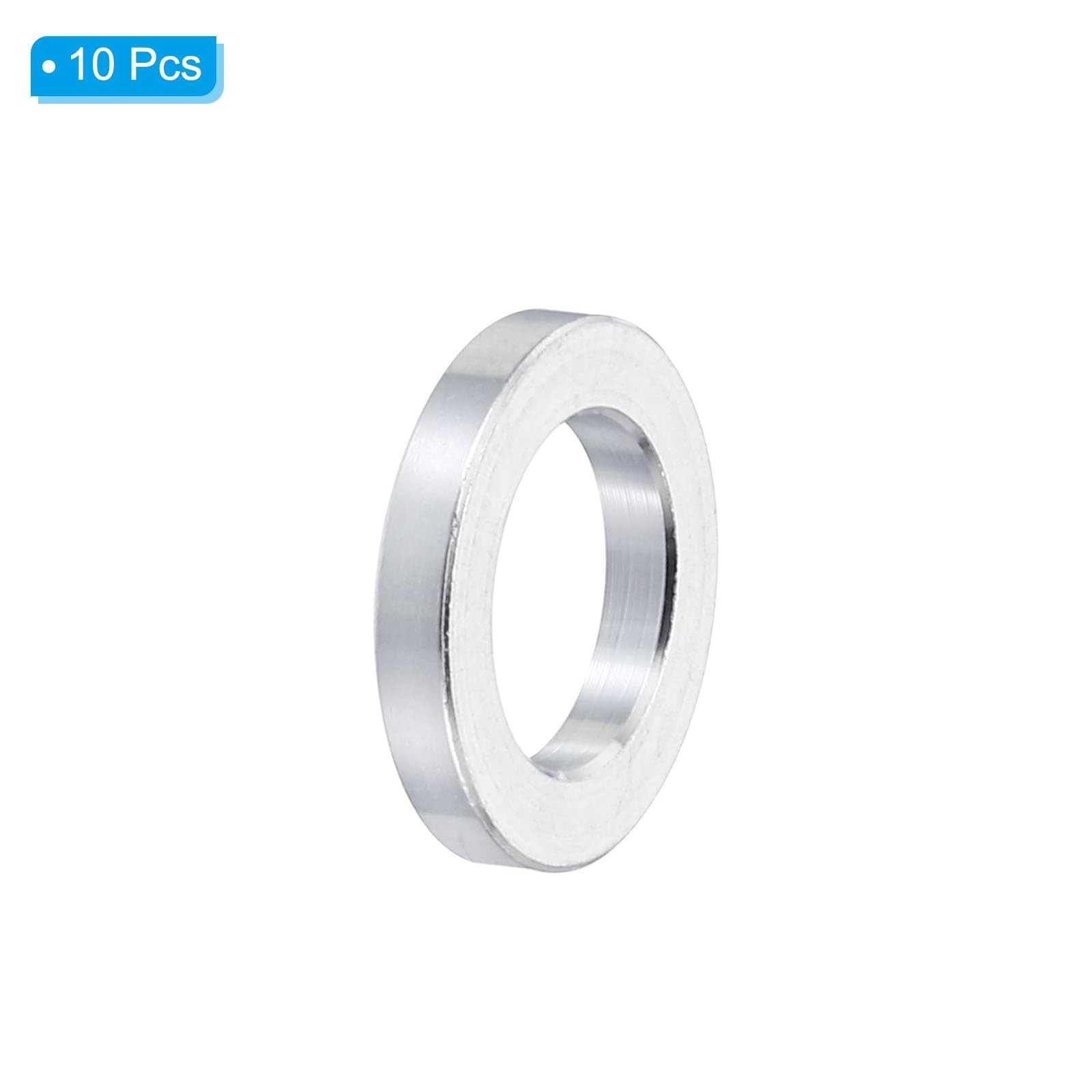 PATIKIL M10 Aluminum Spacers, 10 Pcs 10.2mm ID x 16mm OD x 2.5mm L, Silver