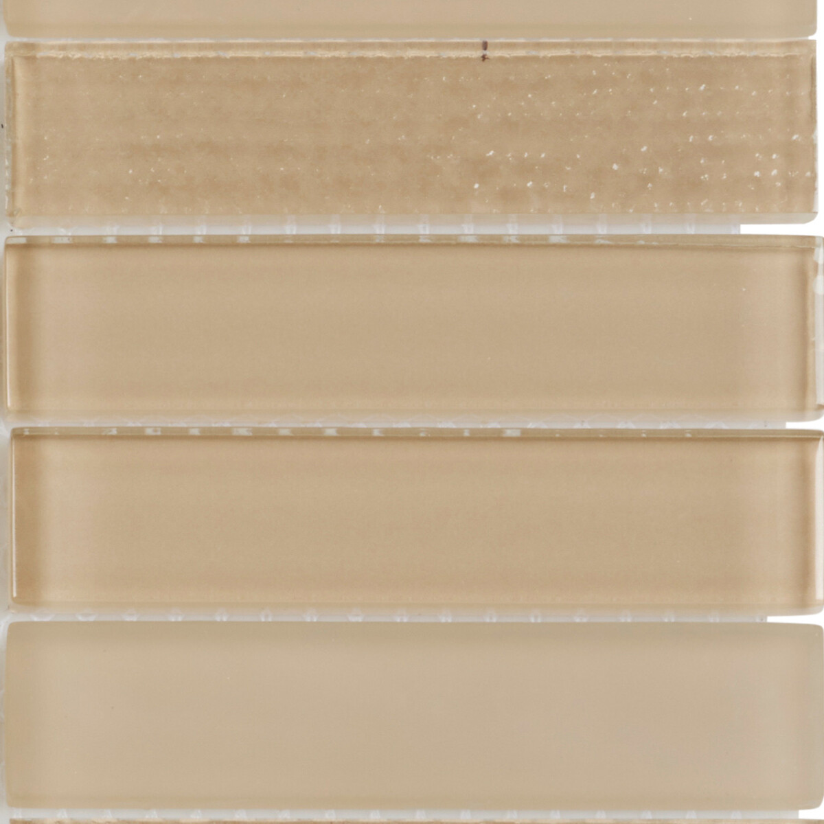 Beige Cream Crystal Glass Mosaic Tile Textured Matte Blend Stacked Backsplash