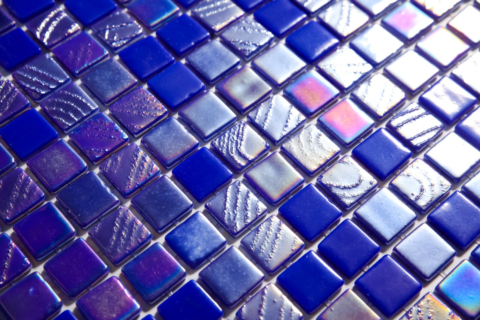Pressed Glass Mosaic on Net for Pool 32.5×51.5 -Alves Blend Cobalt Pool