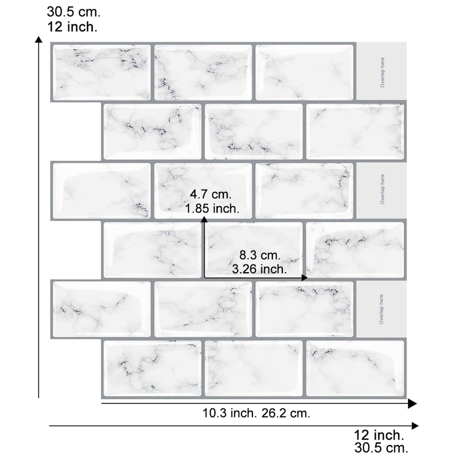 10 Sheets White Peel and Stick Backsplash Wall Tiles 12″ x 12″ Self-Adhesive …