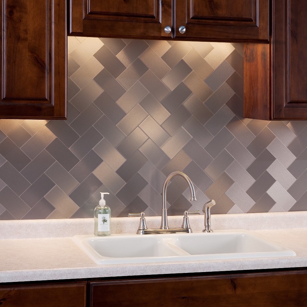 Aspect Peel and Stick Backsplash 3inx6in Metal Tile (8 pack)