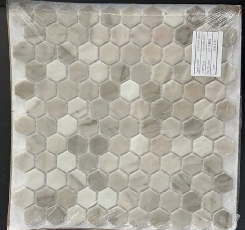 Glazzio Tile Granada (Cordoba Mist) 1″ Hexagon Mosaic Tile- Sheet (.943 SF/ ea)