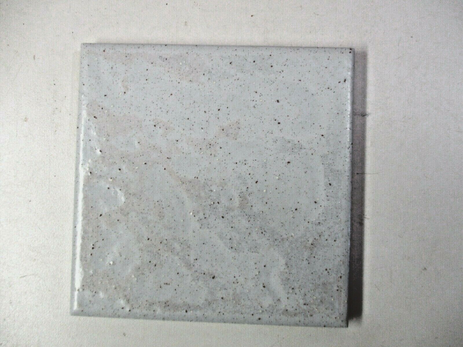 1 Tile interceramic 4-1/4″sq Satin Brown Speckles on Pale Gray Wrinkled Wall MCM