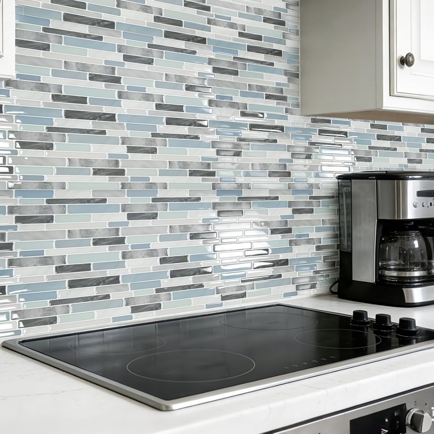 Blue/ Green Pastel Peel and Stick Backsplash 12x12in Heavy-Duty (Pack of 10)