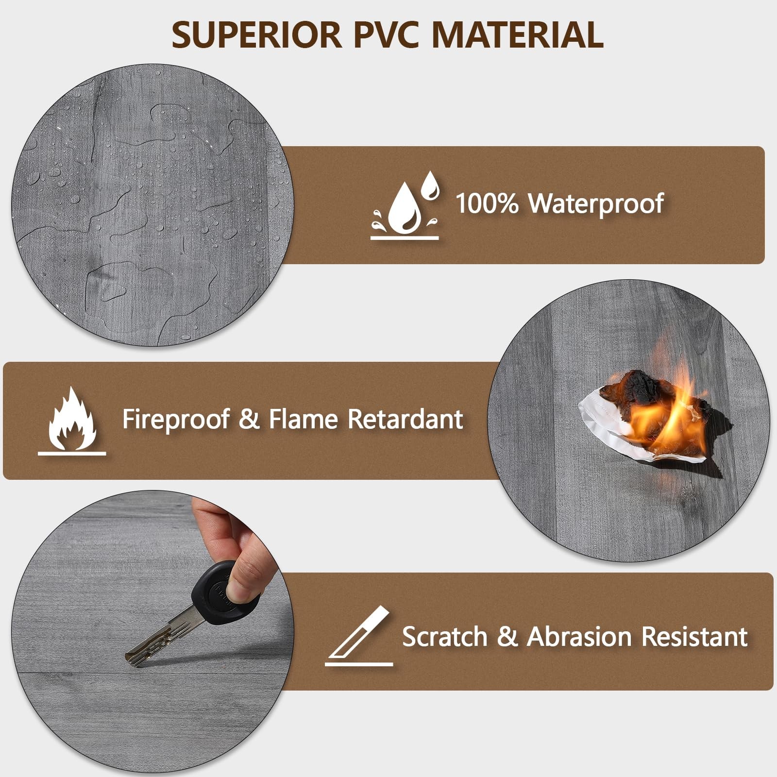 Peel and Stick Floor Tile, 36-Pack 36″x 6″ Smoke Grey Wood Grain Sticky Tiles…