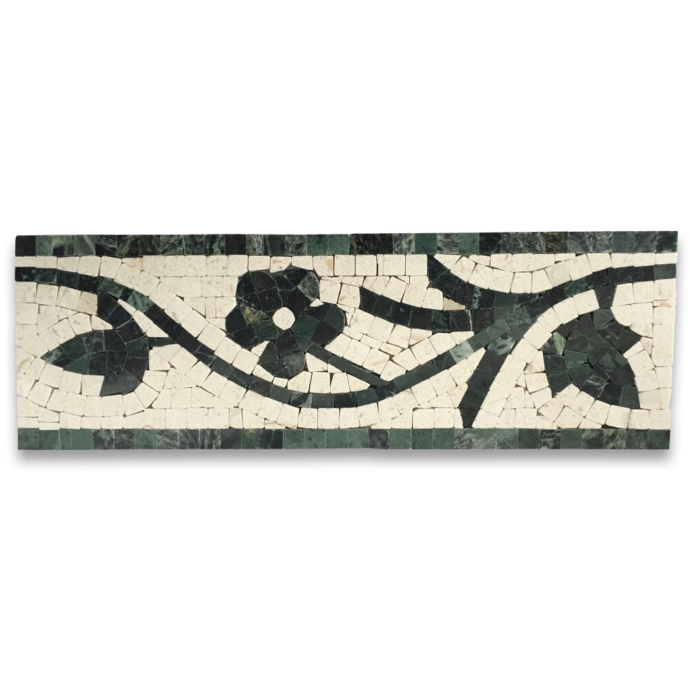 B0036P Marble Mosaic Border Listello Accent Tile Azalea Green 4×12 Polished