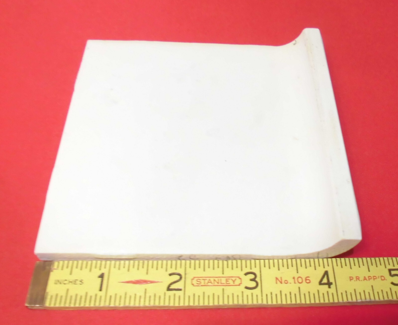 1 pc. WHITE: Crystalline Ceramic Radius Bullnose Tile 4-1/4” American Olean Co.