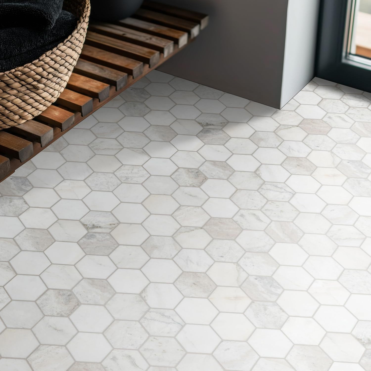 Arabescato Venato White Hexagon Honed Marble Tile for Elegant Spaces