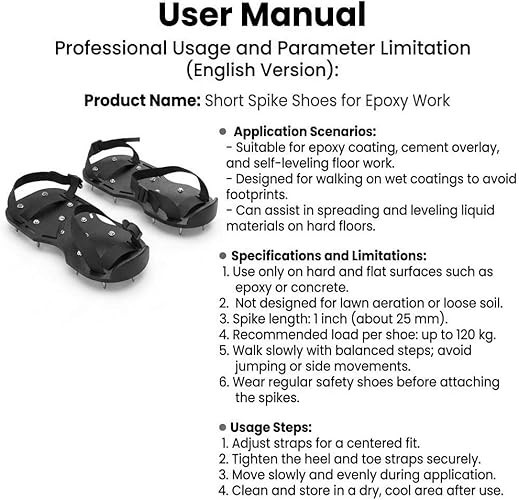4 Pair Gunite Spiked Shoes 3/4in Short Spikes for Epoxy Concrete Floor