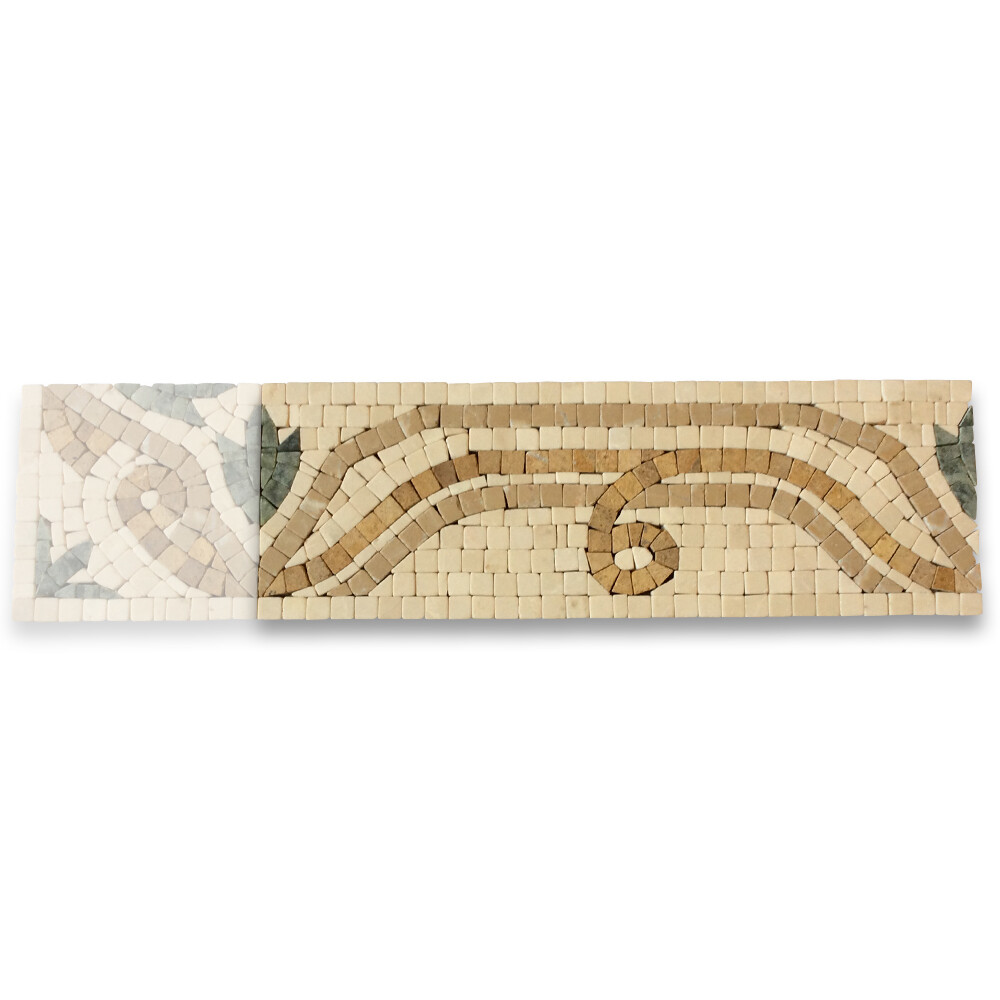 B4685T Marble Mosaic Border Listello Accent Tile Leaf Verde 4×12 Tumbled