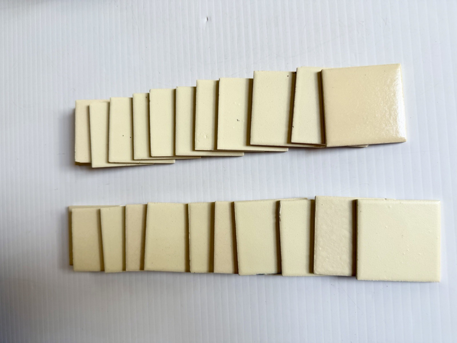 Mixed Lot Of Vintage 2” Square Ceramic Tiles MCM Kitchen Bath Beige, Yellow