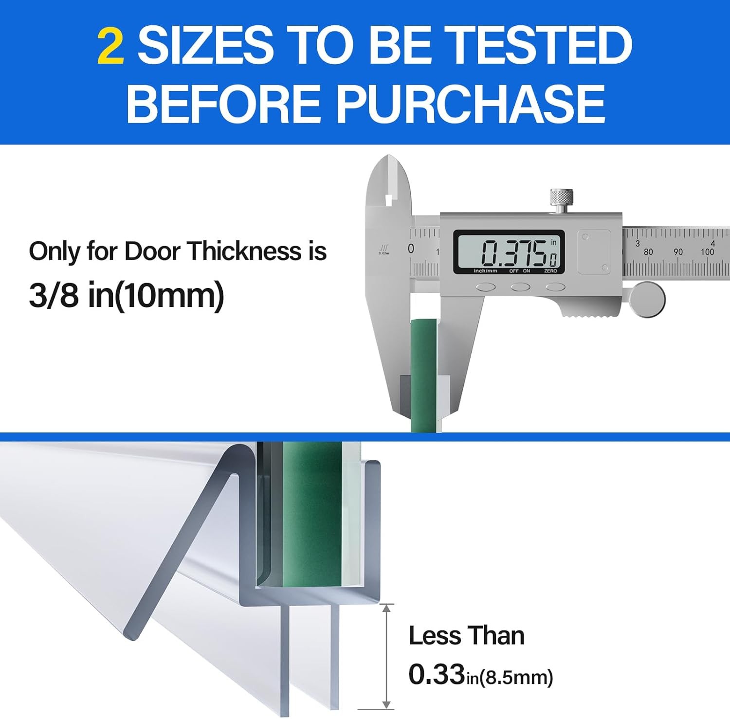 Yecaye 3 Pack 3/8″ x 39″ Shower Door Bottom Seal,Shower Door Sweep,Frameless Gla