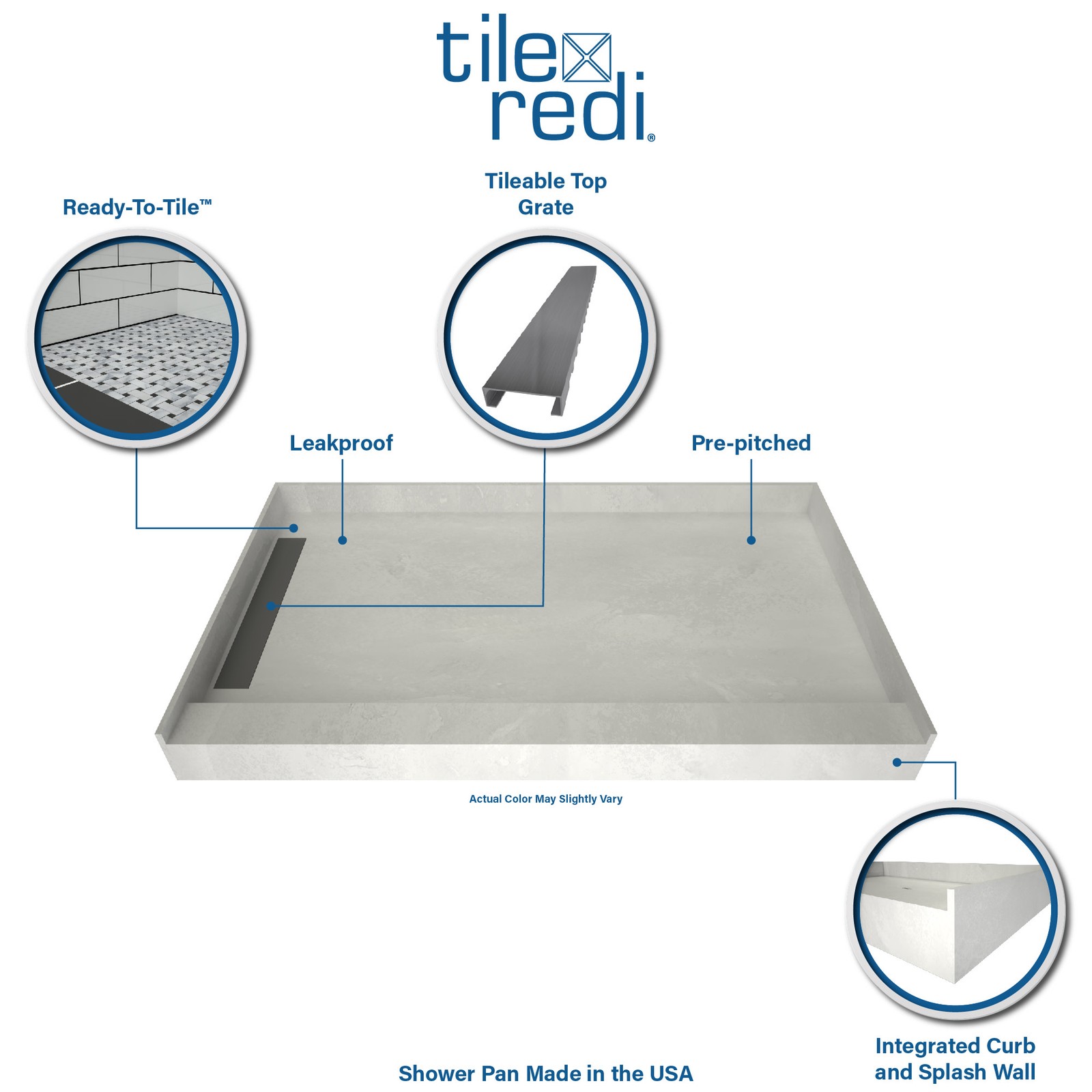 Tile Redi WF3248RDL-PVC-2.5 WonderFall Trench 32″ x 48″ – Tileable