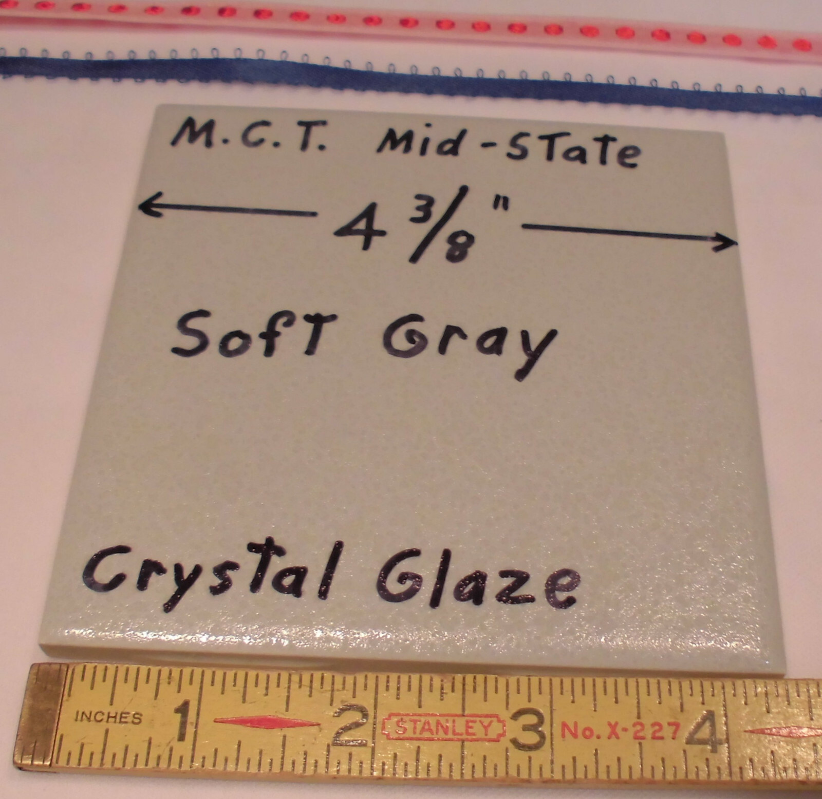 1 pc. Ceramic Tile *Gray Crystal Glazed* by M.C.T. ; Mid-State Co. 4-3/8″ New