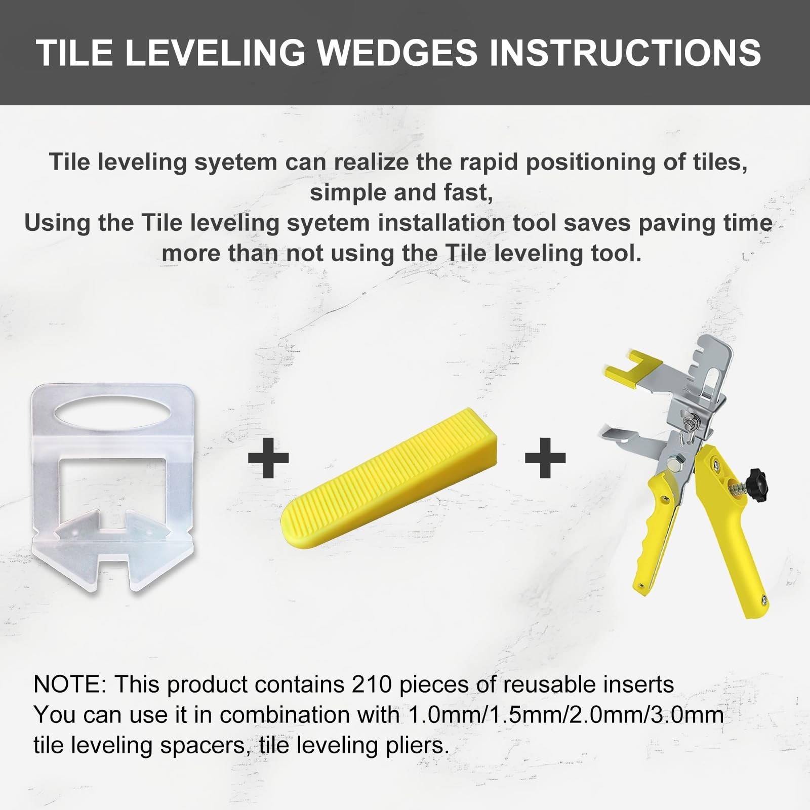 210 Pcs Tile Leveling System Wedges – Reusable Leveler Tools for 1/8″ 1/16″ 1/32