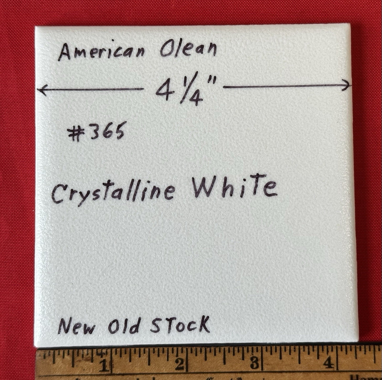 1 pc. White Crystalline Ceramic Tile by American Olean: 4-1/4″ from 1970’s -90’s