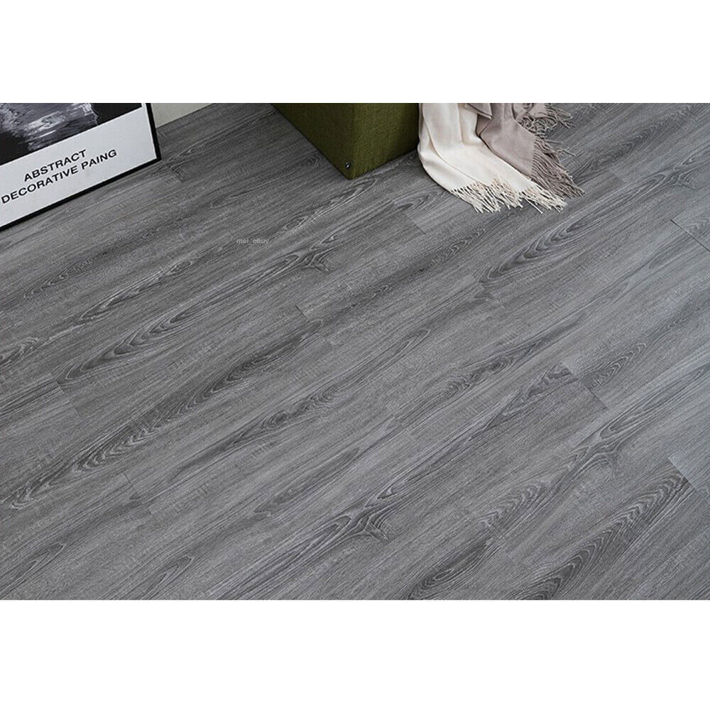 36PCS Gray 54 ft² Nonslip Floor Tiles Self-adhesive Vinyl PVC Flooring Planks