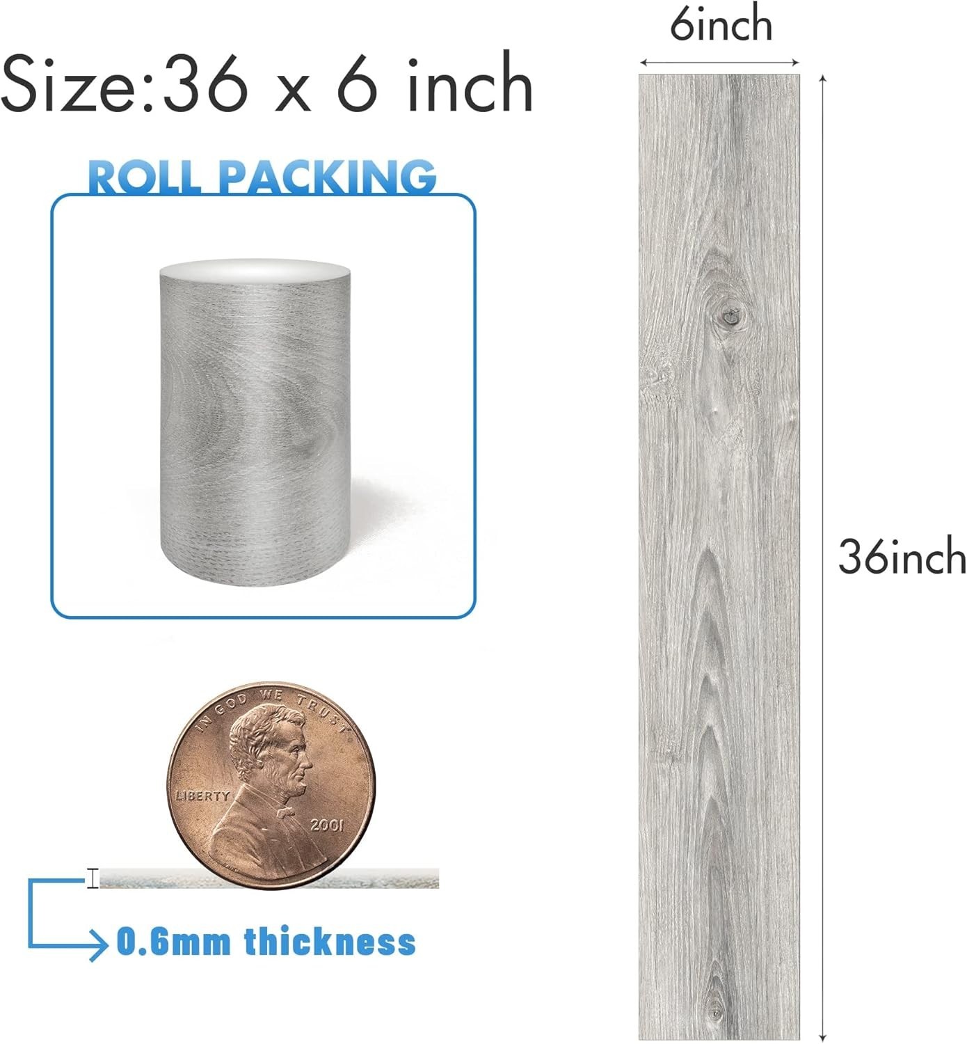 Elegant Peel and Stick Waterproof Flooring – 36 Pack Wood Grain Tiles (54 Sq.Ft)