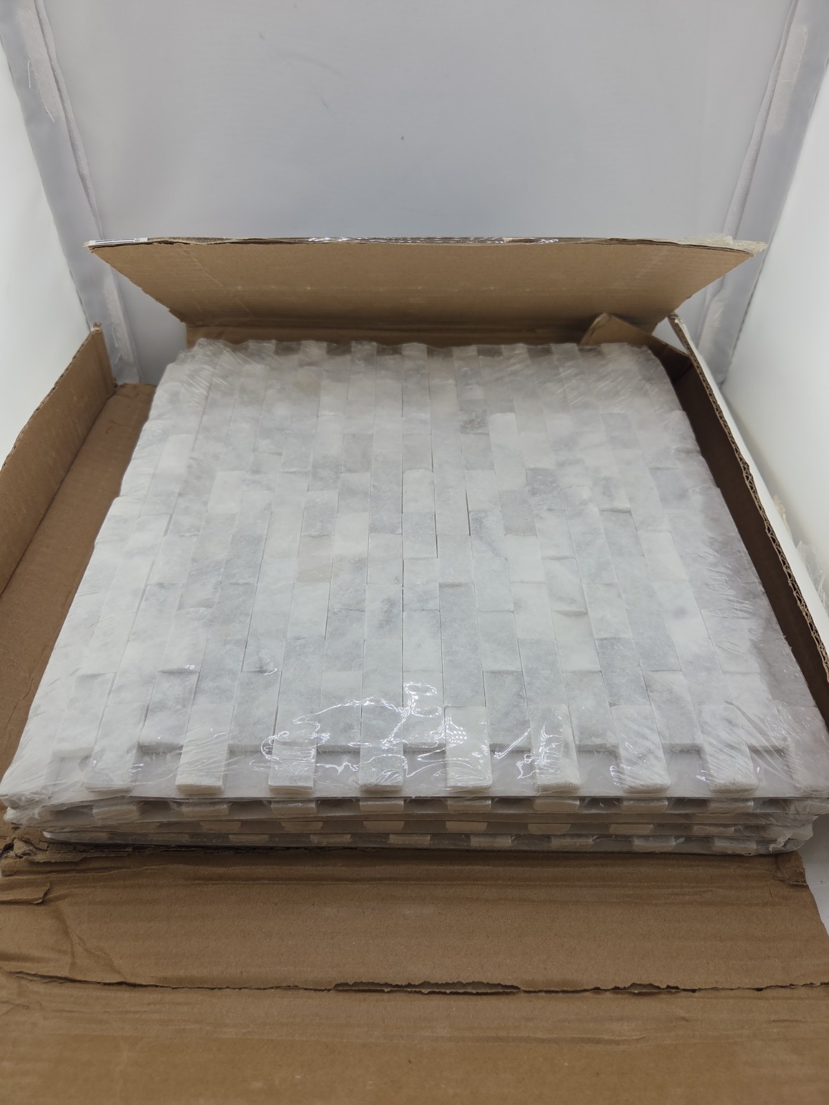 Carrara White Natural Marble Peel & Stick Wall Tiles (5pk) 10″x11″ Free Shipping