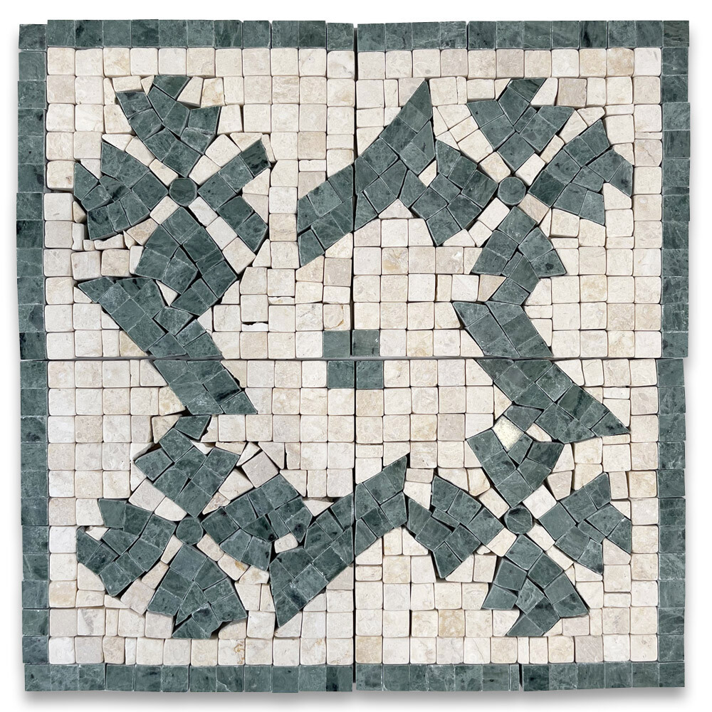B0047CPT Marble Mosaic Border Accent Tile Clover Green 4.7×4.7 Polished Tumbled