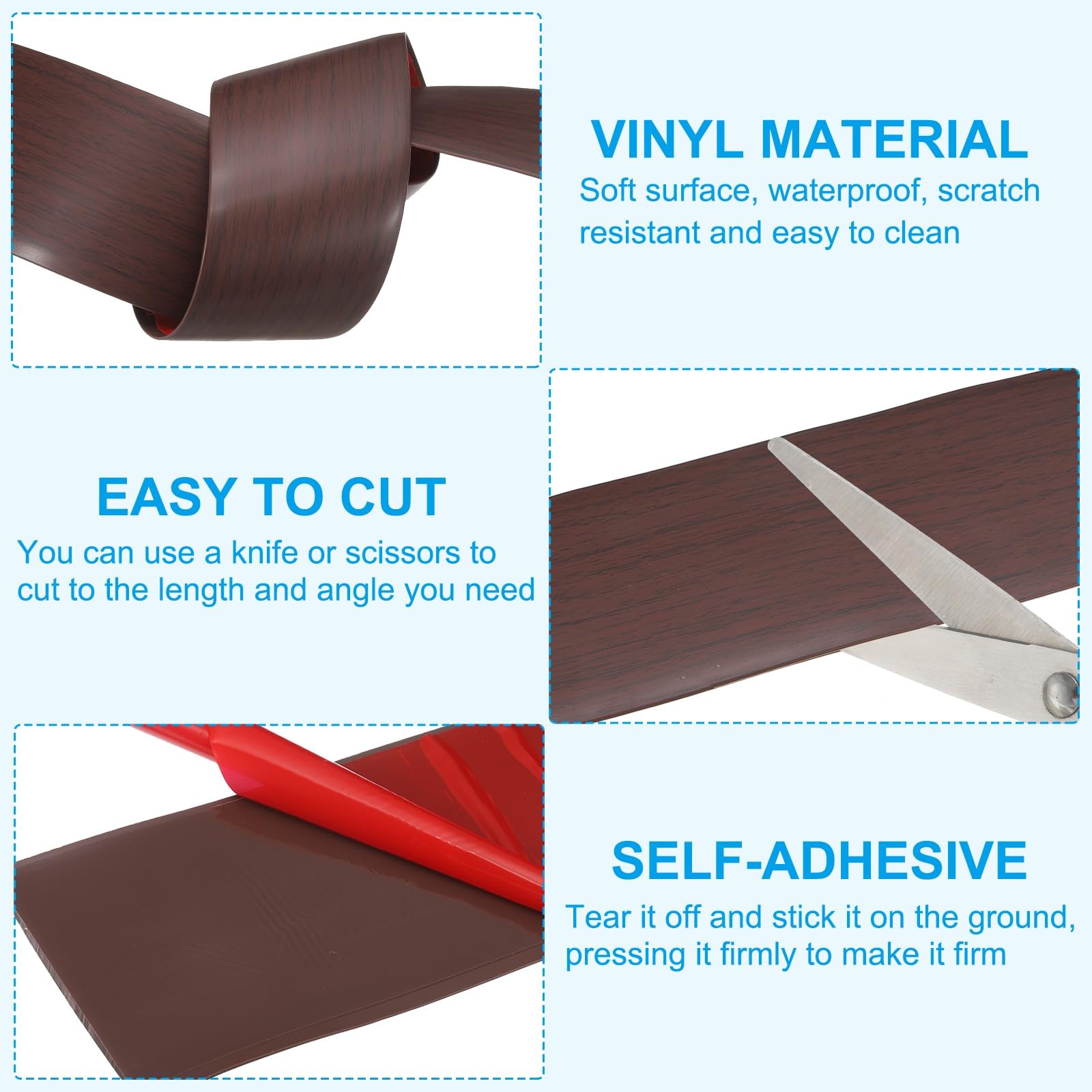 Self Adhesive Floor Transition Strip 3 in x 3 Ft, Vinyl Laminate Floor Flat D…