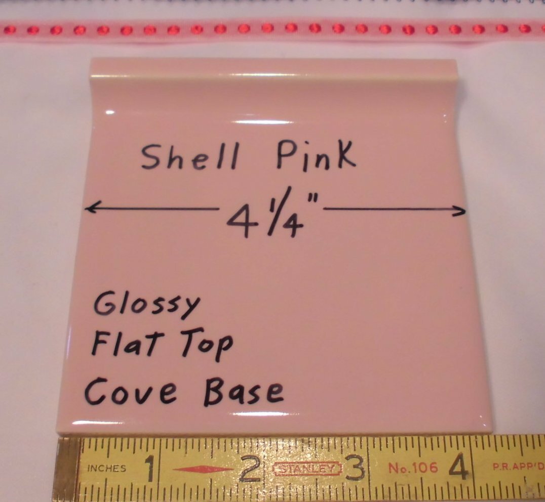 1 pc. Ceramic Cove-Base Tile *Shell Pink* 4-1/4″ Matches Robertson & Romany Co.