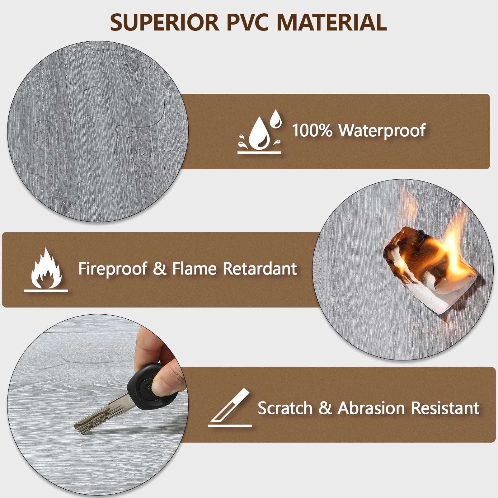 Peel and Stick Floor Tile, 36-Pack 36″x 6″ Dusty Grey Wood Grain Sticky Tiles…