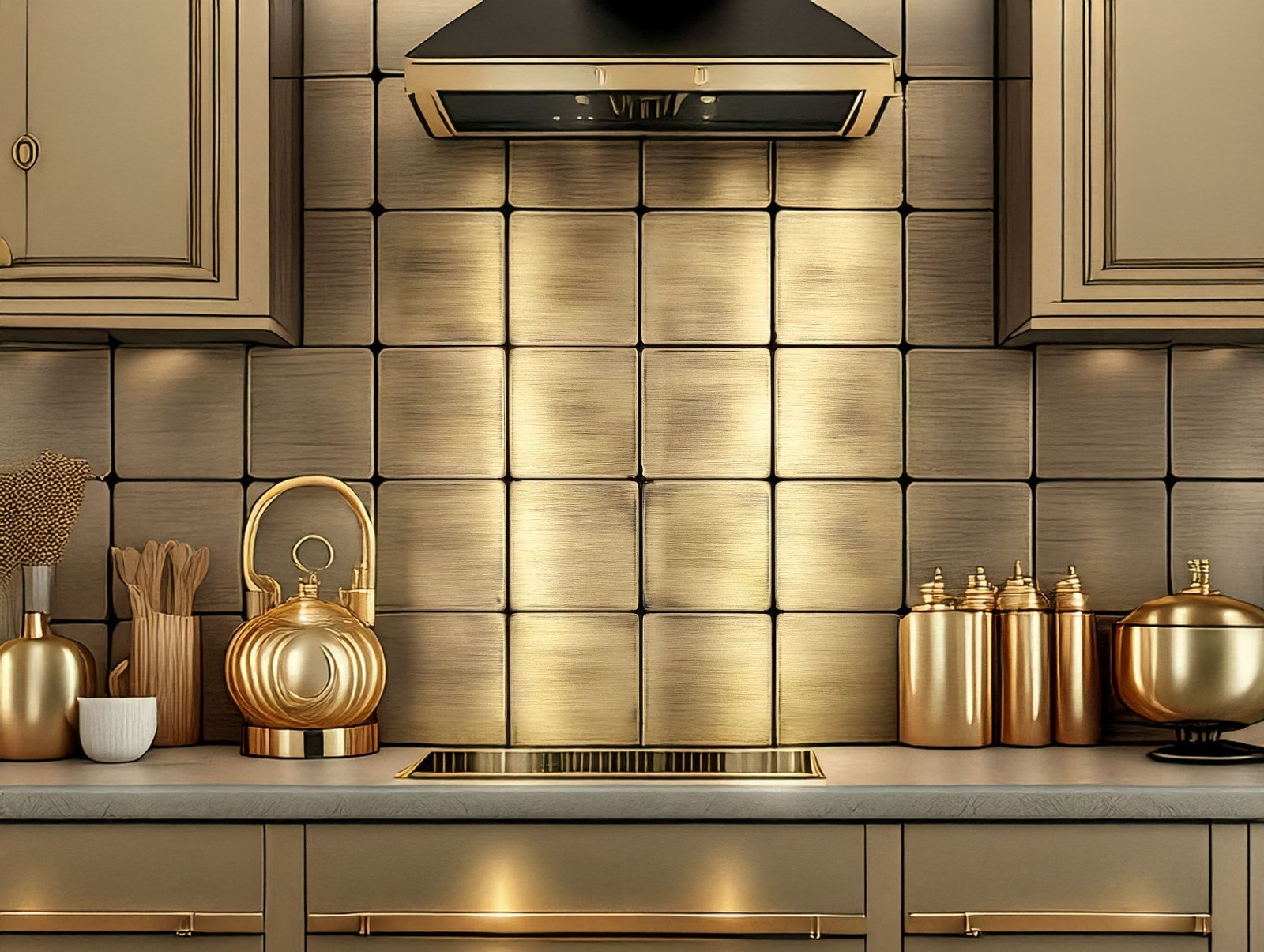 16-Piece Handmade Metal Tile Set – Wall Art for Kitchen- Fireplace – Accent Wall