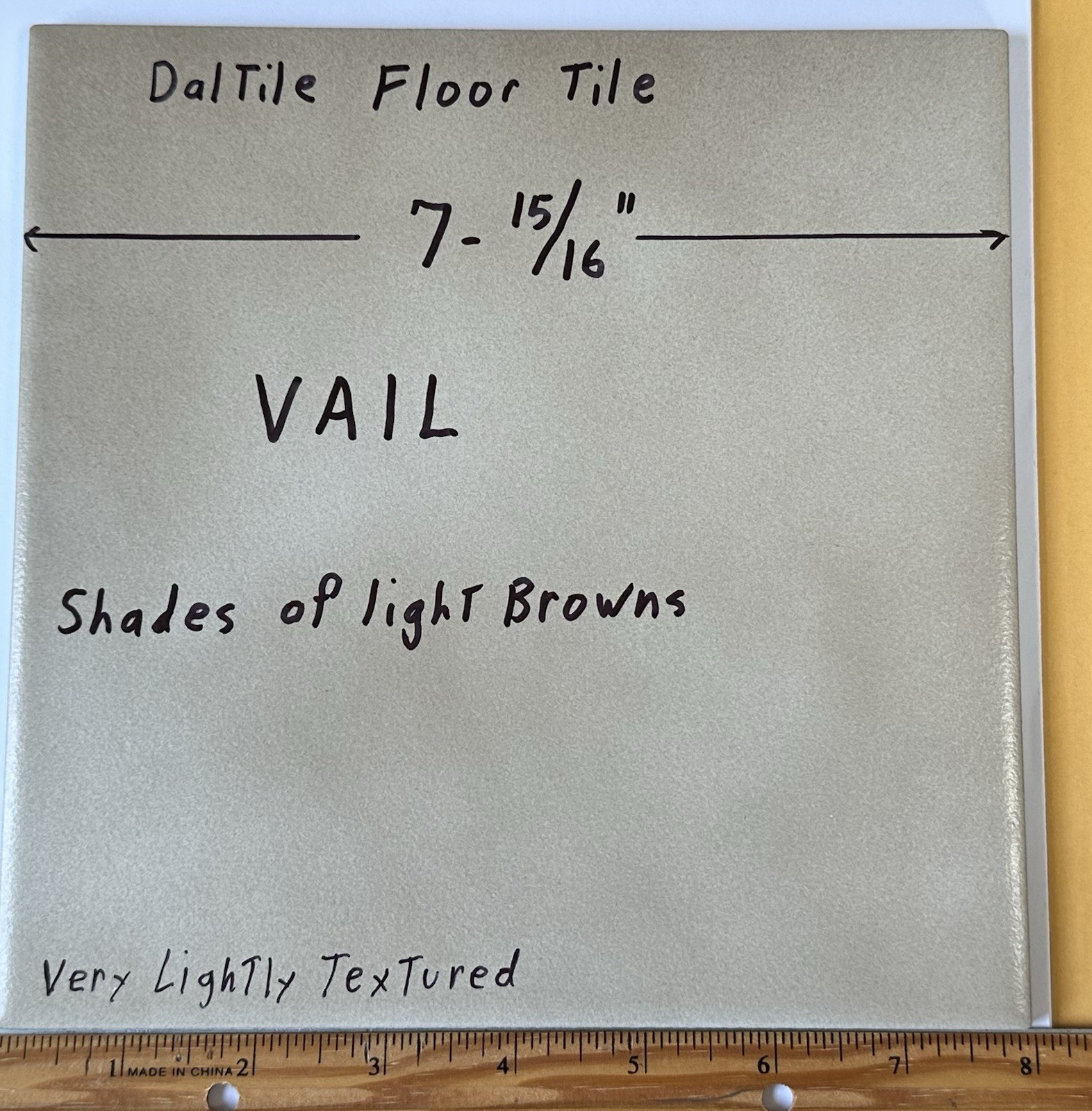 1 pc. Shades of light Browns: 8″ Daltile Ceramic Floor Tile: Vail 7-15/16″ New