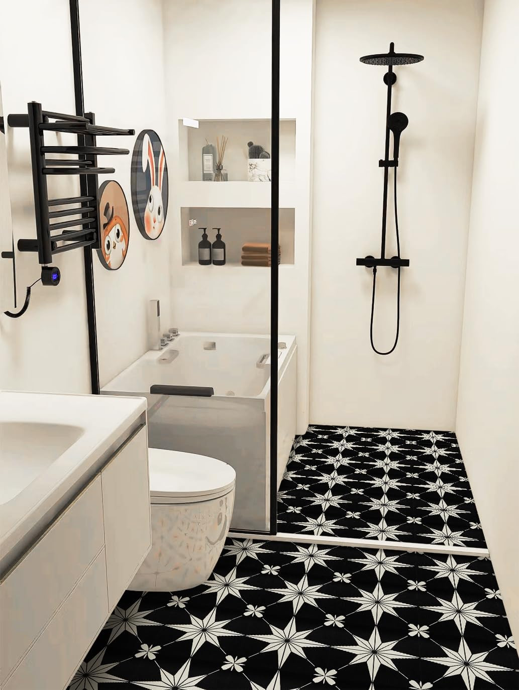 Peel and Stick Floor Tile： 20 Pcs Floor Tile Stick Waterproof, 11.81 in *11.81 i