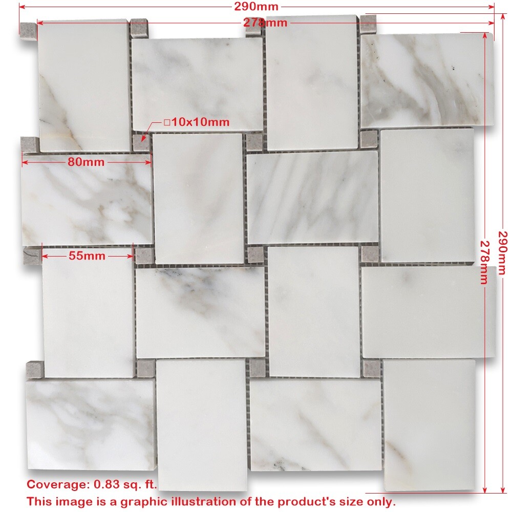 G663XP Calacatta Gold Marble Basketweave Mosaic Tile Cinderella Gray Polished