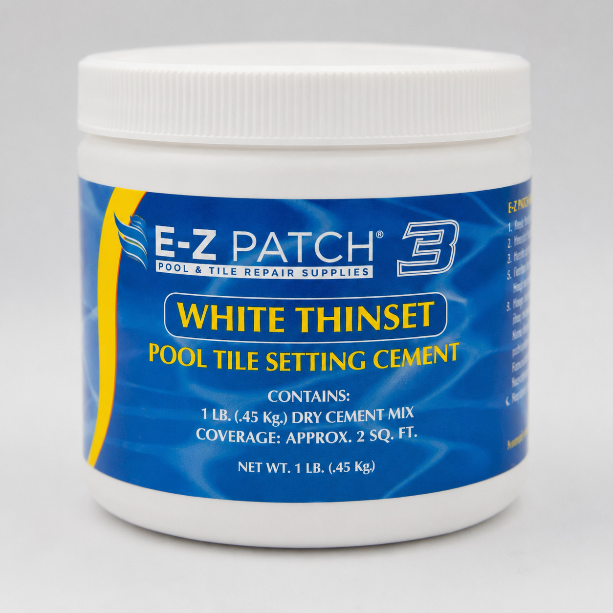 E-Z Patch 3 Pool Tile Thinset Cement 1 lb White Tile Repair Mortar Made in USA