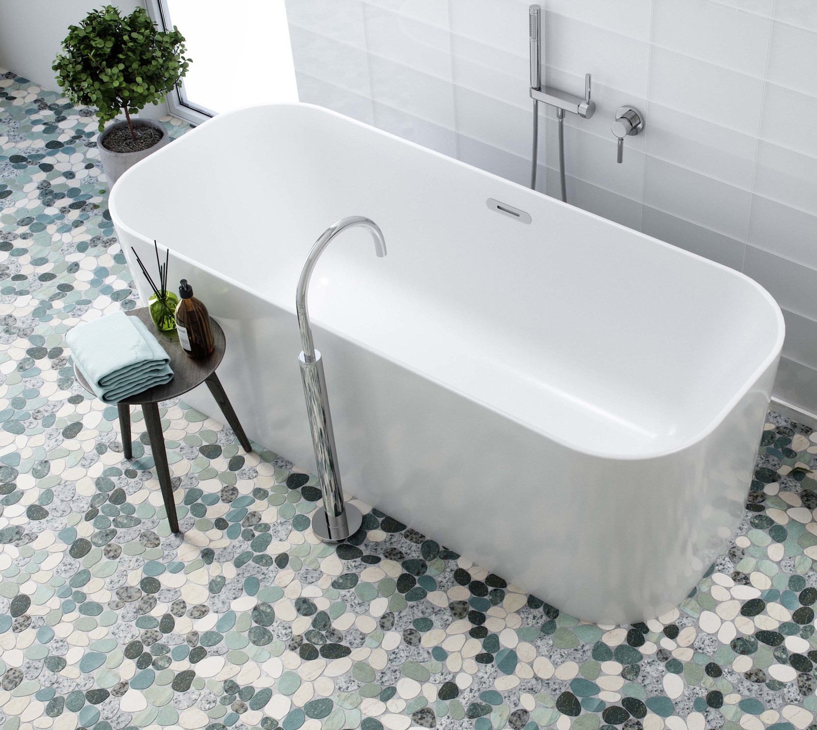 Cruz Bay Studio XS3 Sliced Pebble – 11″ x 11″ Pebble and Rock – Earl Grey