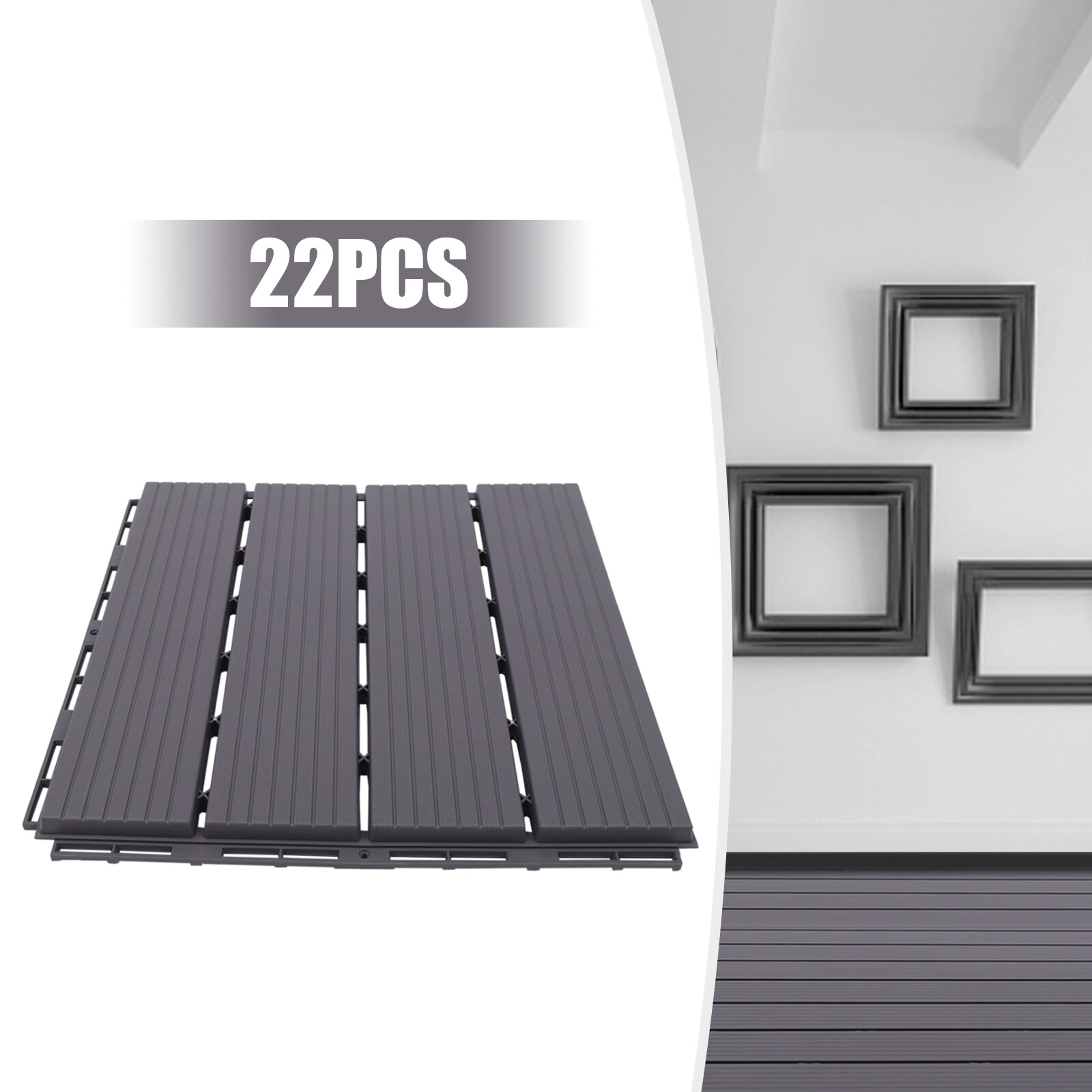 22 Pack Plastic Interlocking Deck Tiles Patio Deck Tiles 12″X12″ Waterproof PP